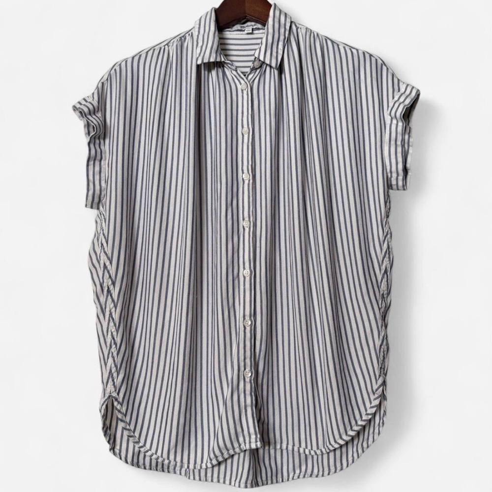 Madewell Central Shirt Women's Lightweight White Striped Button Down Shirt XS